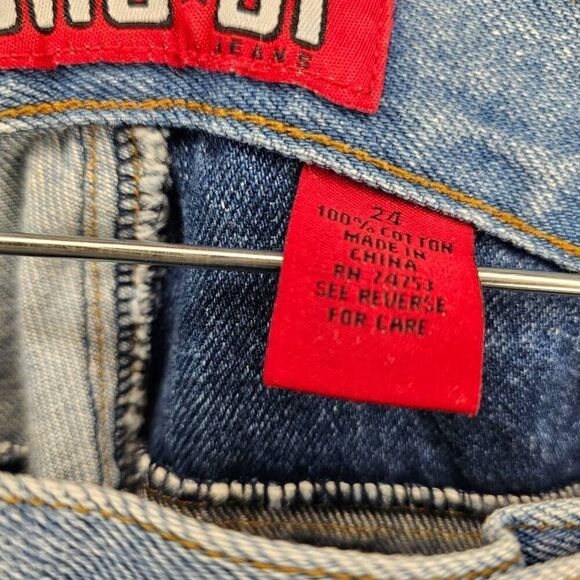 Vintage Y2K 90s Zana Di Patchwork Denim Hippie Flare jeans Boho Size 24P 100 % C - Picture 5 of 7